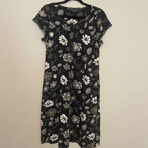 Gudren Sjoden floral organic cotton day dress S lagenlook boho casual classic